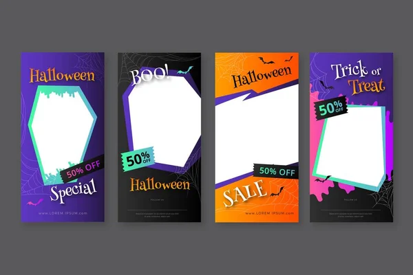 Gradient Halloween Instagram Příběhy Kolekce Vektorový Design Ilustrace — Stockový vektor