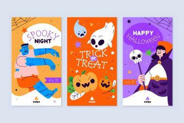 el çizimi düz cadılar bayramı Instagram hikaye koleksiyonu