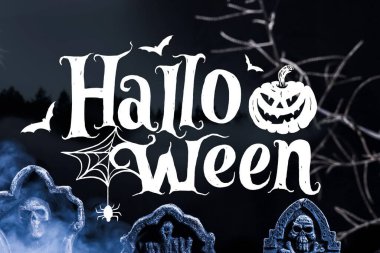 El çizimi cadılar bayramı harfleri vektör tasarımı illüstrasyonu