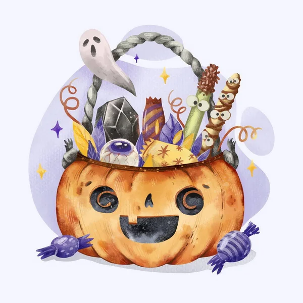Watercolor Halloween Bag Vector Design Illustration — Stock Vector