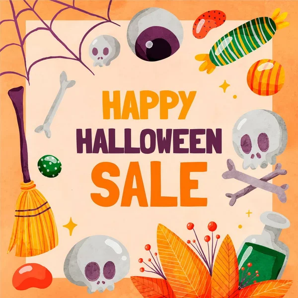 Aquarell Halloween Verkauf Vektor Design Illustration — Stockvektor
