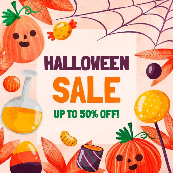 Aquarell Halloween Verkauf Vektor Design Illustration — Stockvektor