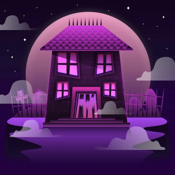 Illustration Vectorielle Conception Maison Gradient Halloween — Image vectorielle