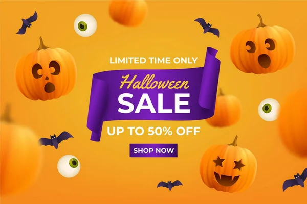 Realistische Halloween Verkoop Vector Ontwerp Illustratie — Stockvector