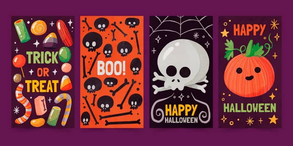 Akvarel Halloween Instagram Příběhy Kolekce Vektorový Design Ilustrace — Stockový vektor