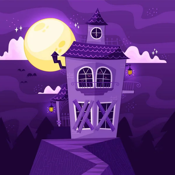 Illustration Conception Vectorielle Maison Halloween Dessinée Main — Image vectorielle