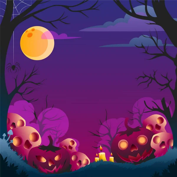 Ručně Kreslené Ploché Halloween Ohraničení Šablony Vektor Design Ilustrace — Stockový vektor