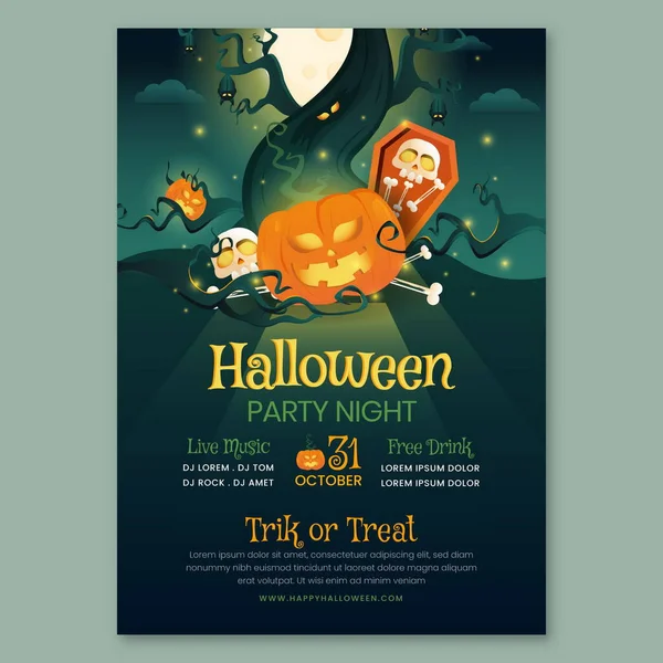 Lutning Halloween Vertikal Flyer Mall Vektor Design Illustration — Stock vektor