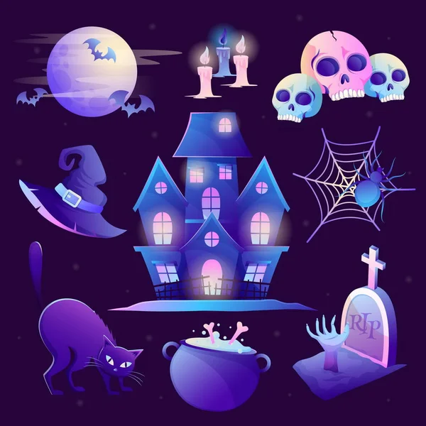 Gradient Halloween Éléments Collection Vectoriel Design Illustration — Image vectorielle