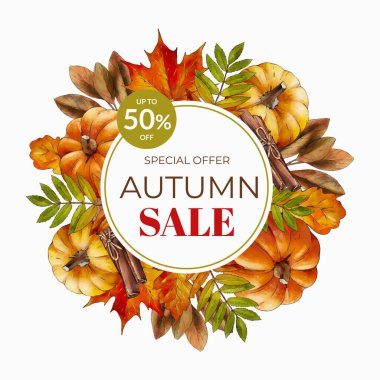 suluboya sonbahar satışı arka plan vektör tasarımı illüstrasyonu