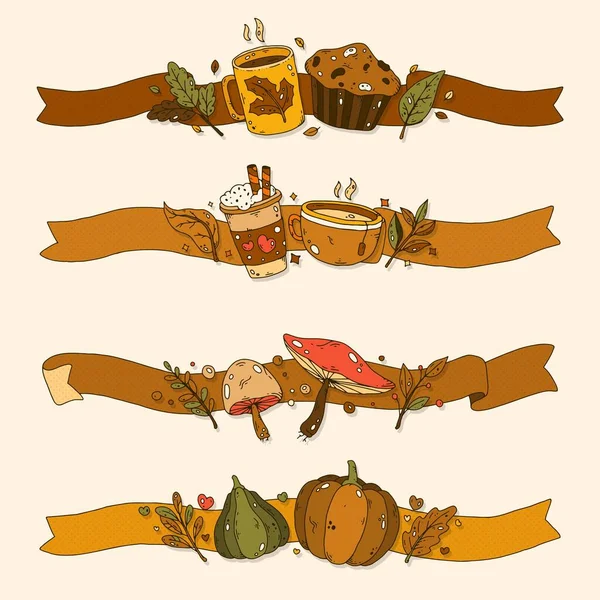 Ручной Рисунок Осенних Орнаментов — стоковый вектор