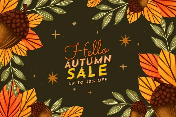 Watercolor Autumn Sale Background Vector Design Illustration — Stock Vector