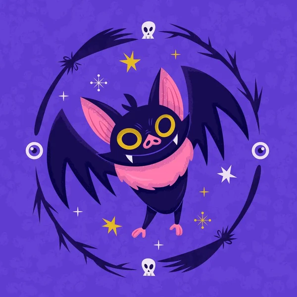 Mano Dibujado Halloween Murciélago Vector Diseño Ilustración — Vector de stock