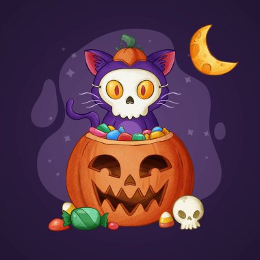 el çizimi cadılar bayramı vektör tasarımı illüstrasyonu