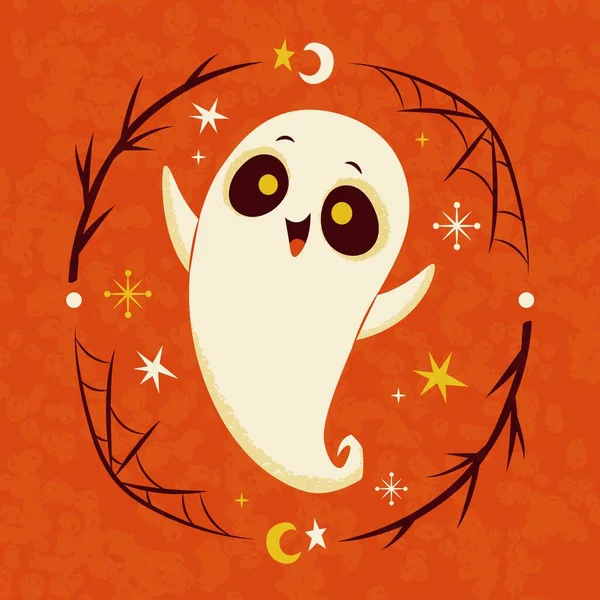 Mano Dibujado Halloween Fantasma Vector Diseño Ilustración — Vector de stock