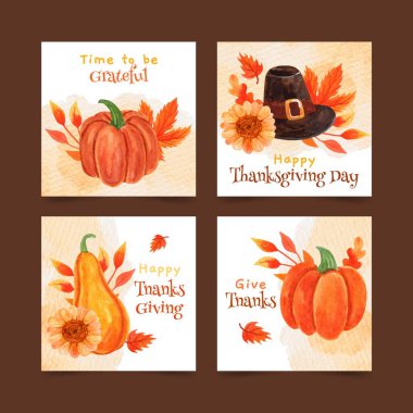 suluboya şükran günü instagramı koleksiyon vektör tasarımı illüstrasyonunu gönderir