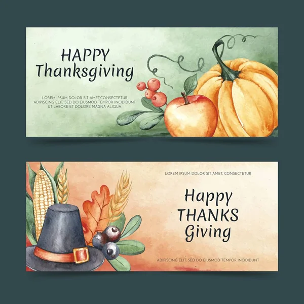 suluboya şükran günü pankartları vektör tasarım illüstrasyonunu ayarla