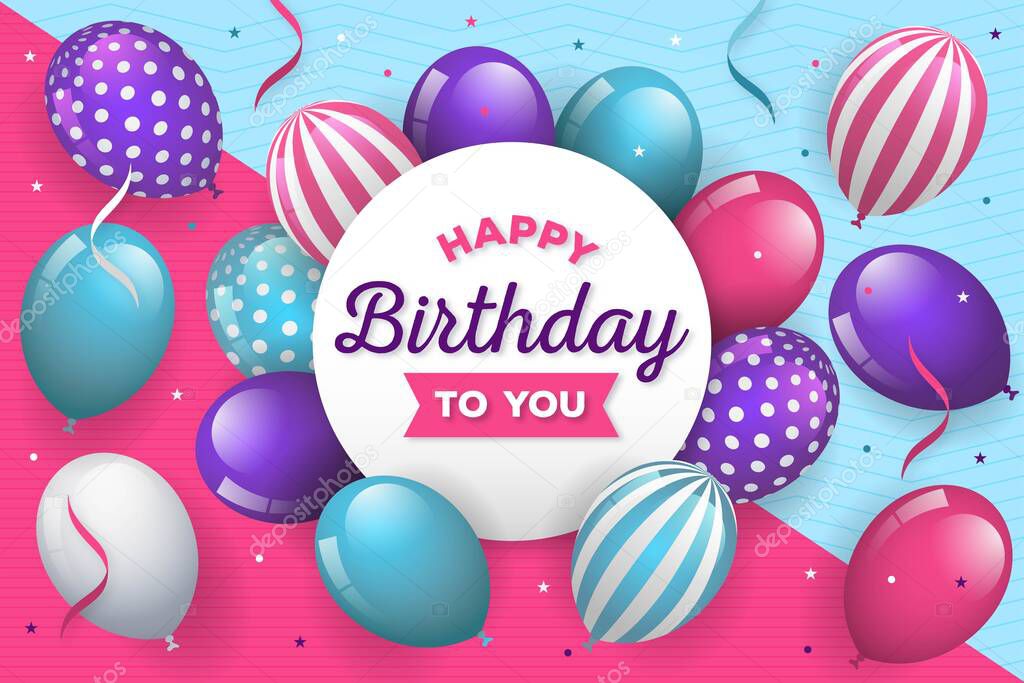 happy birthday concept with balloons vector design illustration