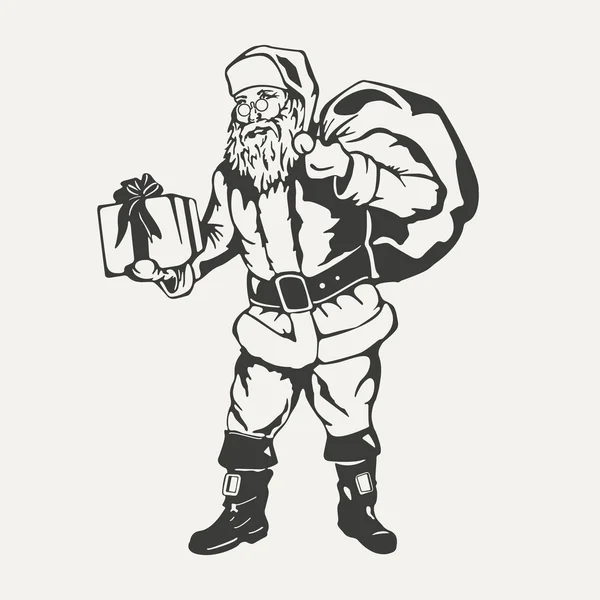 Illustration du Père Noël. Style noir et blanc — Image vectorielle