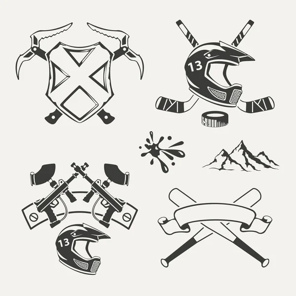 Conjunto de emblemas, insignias, etiquetas y elementos diseñados para deportes extremos — Archivo Imágenes Vectoriales