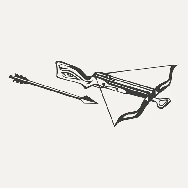 Illustration of crossbow. Black and white style — Stock Vector