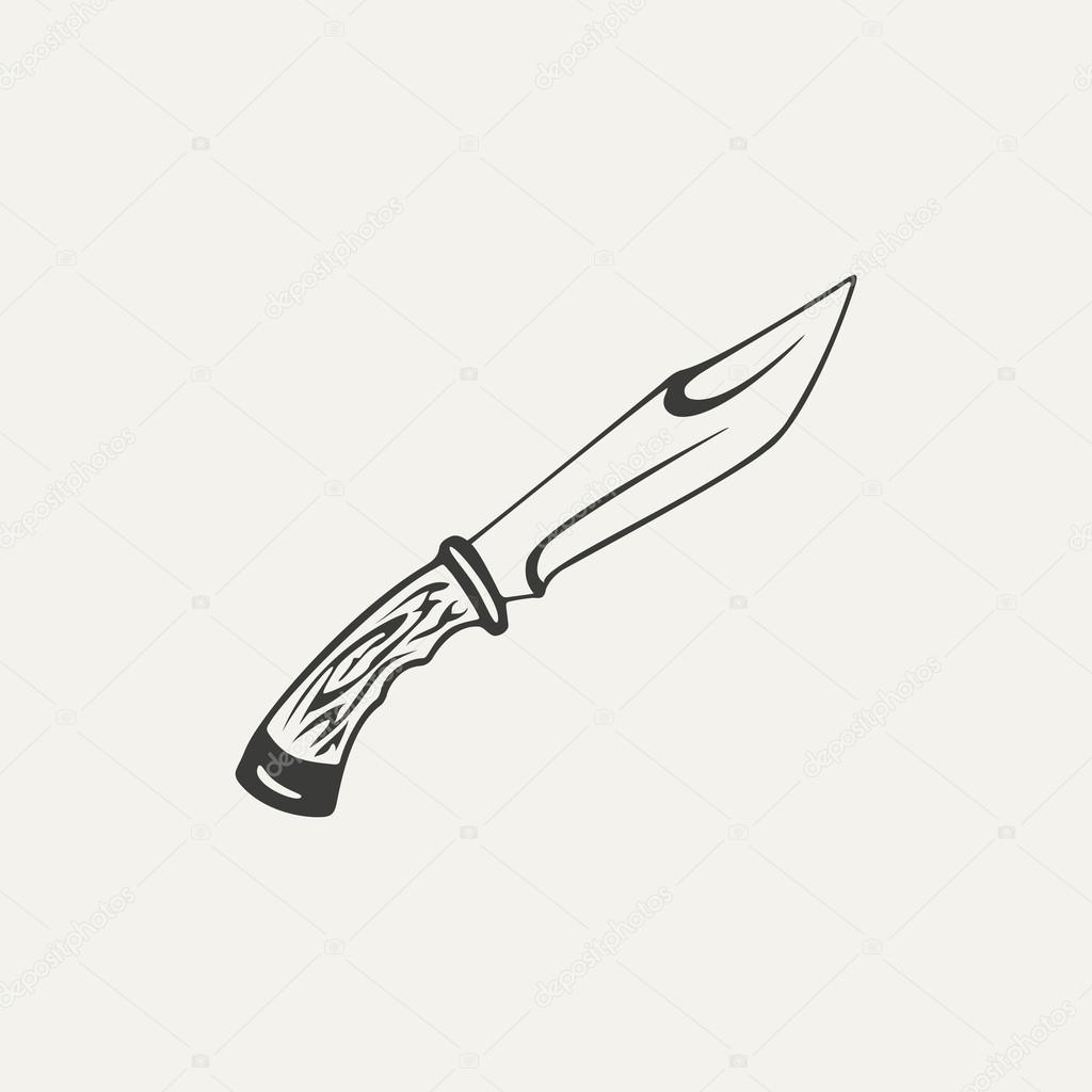 Illustration of knife. Black and white style Stock Vector Image by