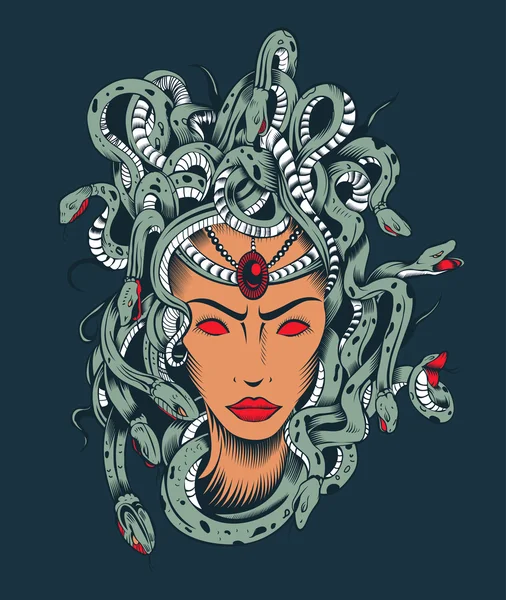 Ilustração da cabeça de Medusa Gorgon . — Vetor de Stock