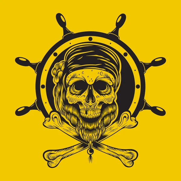 Illustrazione di un cranio di pirata . — Vettoriale Stock