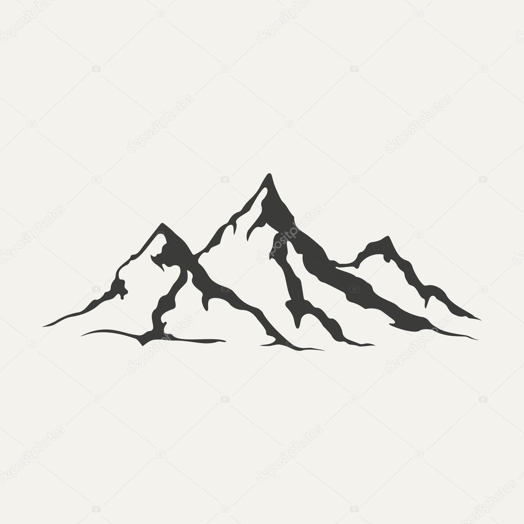 illustration of mountains. Black and white style