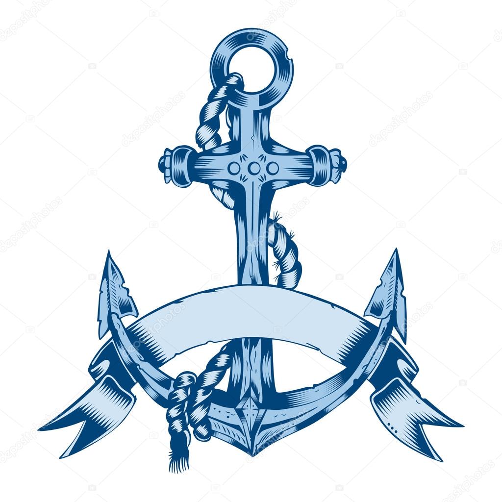 Illustration of anchor with rope.