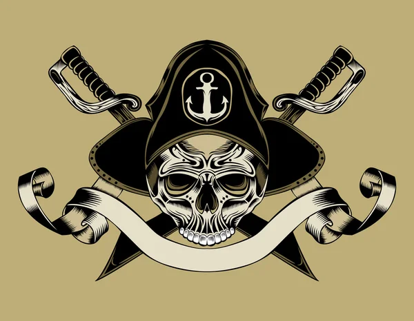 Illustration of pirate skull. — Stock Vector
