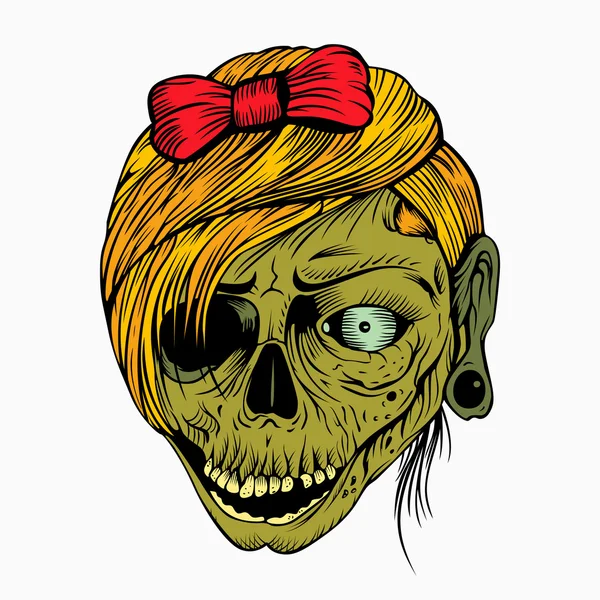 C'est un zombie de tête de filles . — Image vectorielle