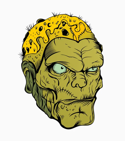 Imagen de la aterradora cabeza de zombie . — Archivo Imágenes Vectoriales