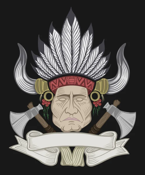 Η ινδική chief με ένα tomahawk. — Διανυσματικό Αρχείο