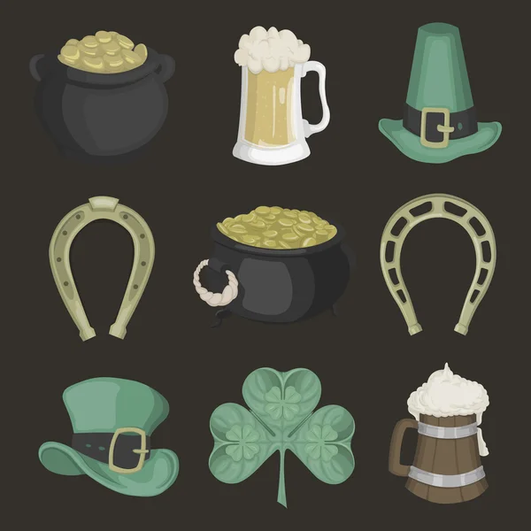 Conjunto de ilustraciones para el Día de San Patricio . — Archivo Imágenes Vectoriales