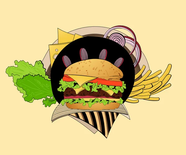 Illustration of cheeseburger. — Stock Vector