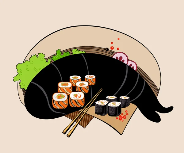 Illustration von Sushi-Rollen. — Stockvektor