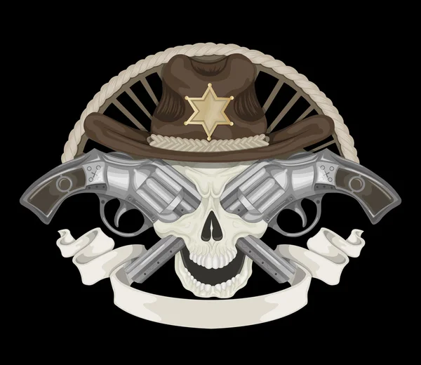 Illustration of Sheriffs skull. — Stock Vector