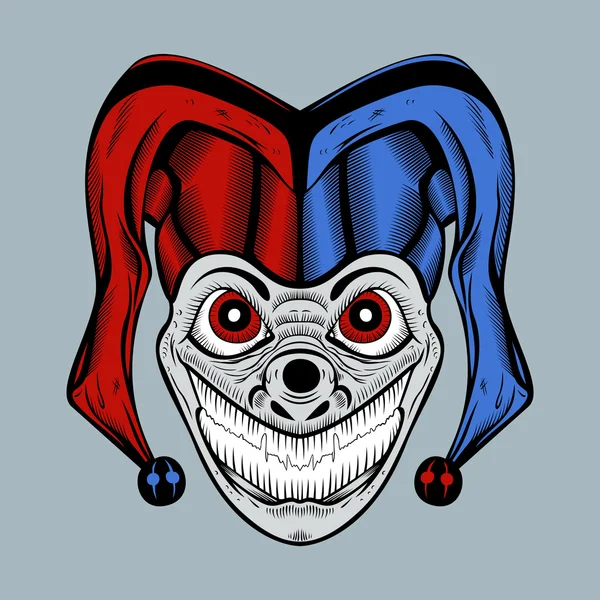 Ilustración de payaso malvado en gorra de color . — Vector de stock