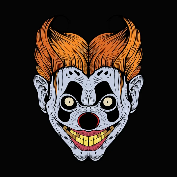 Illustration of scary red clown. — Stock Vector