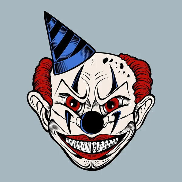 Illustartion av cartoon scary clown. — Stock vektor