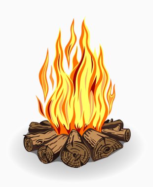 Illustration of isolated camp fire on white background. clipart