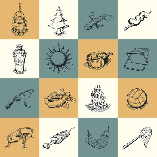 Ensemble de différentes icônes de camping . — Image vectorielle