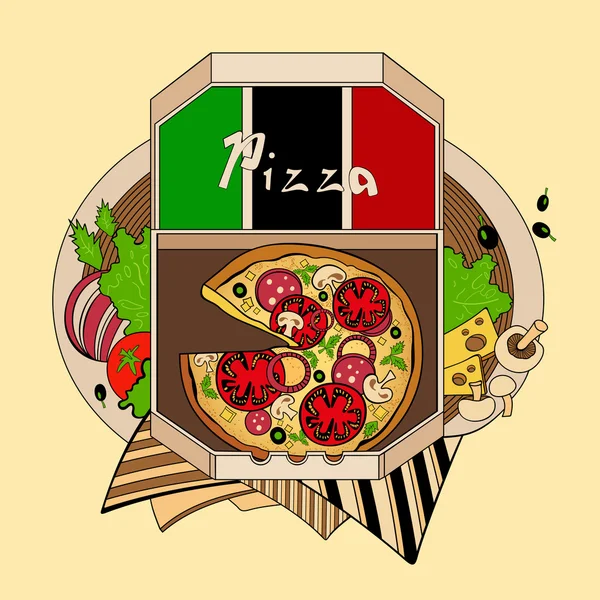 Illustrazione della pizza . — Vettoriale Stock
