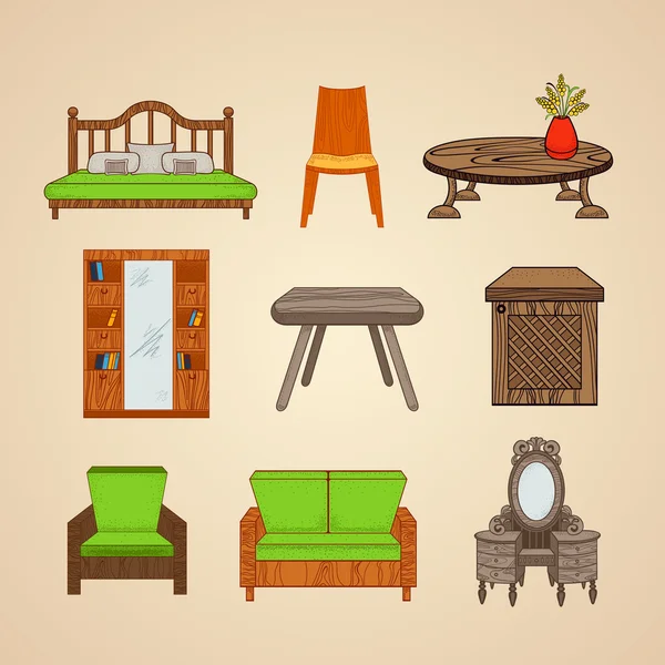 A set of furniture in different styles. — Stock Illustration A set of furniture in different styles. Royalty Free Stock Vectors
