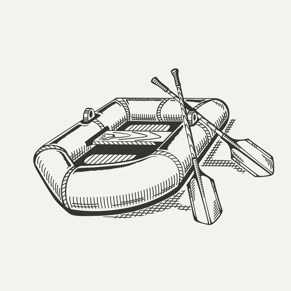 Ілюстрація надувного човна з веслами . — стоковий вектор