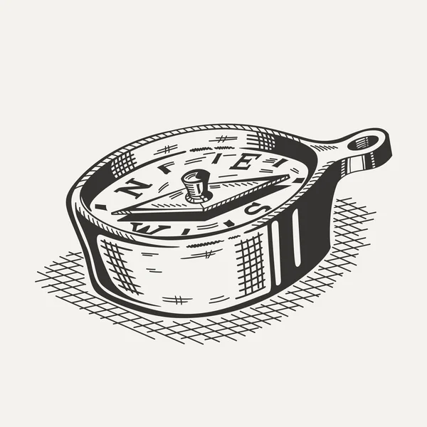 Ilustración de una brújula sobre fondo blanco . — Vector de stock