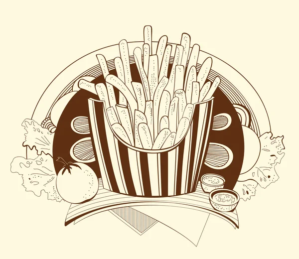 Illustration pommes frites. — Stock vektor