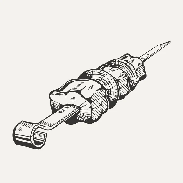 Illustrazione dello spiedino shish sugli spiedini . — Vettoriale Stock