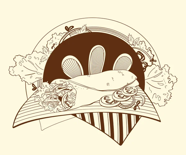 Ilustrace shawarma. — Stockový vektor